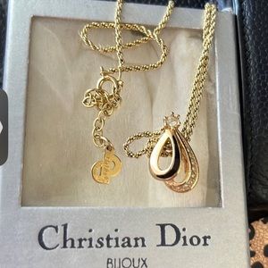 Christian Dior Crystals accents and enamel rope chain necklace with pendant.